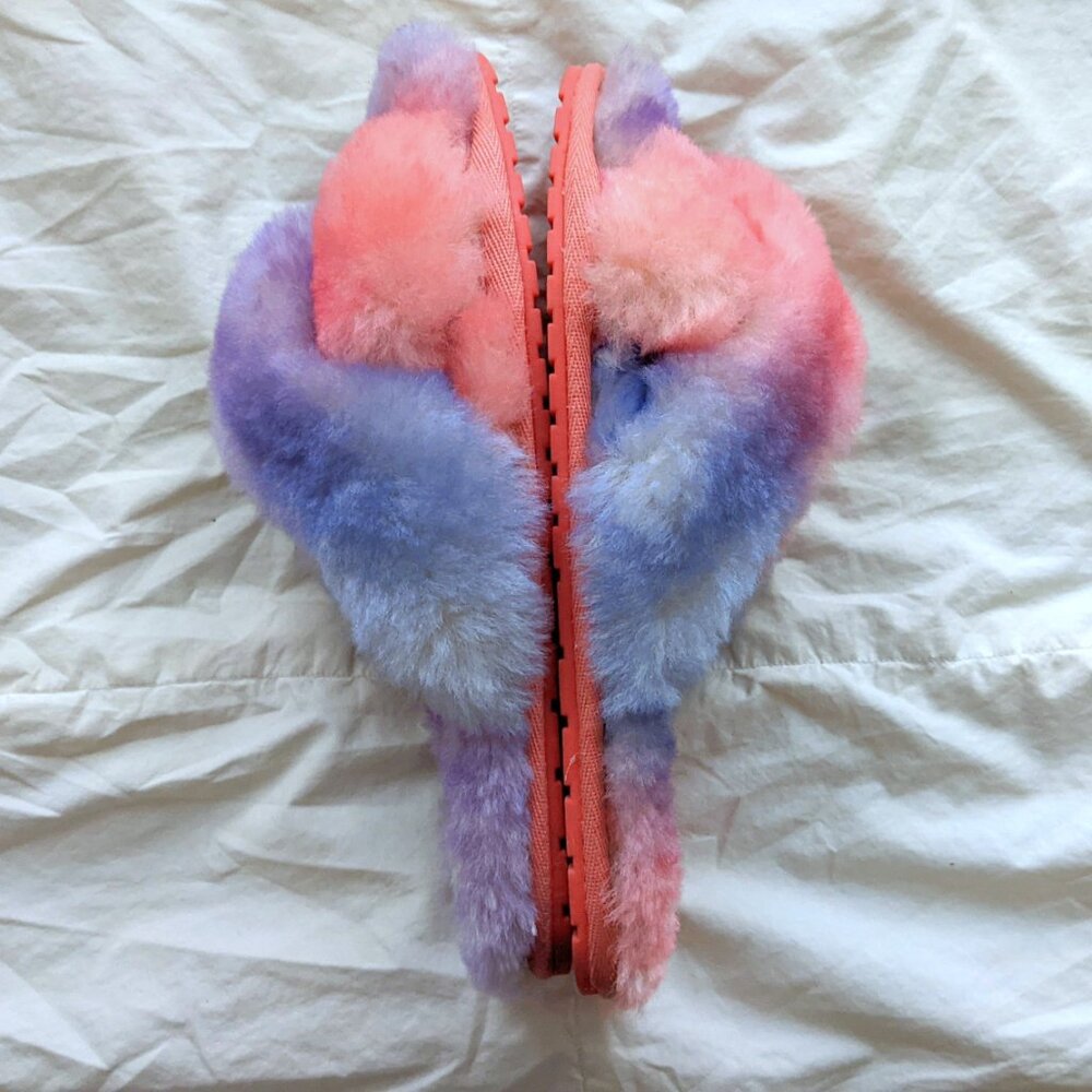 EMU Australia Pink Purple Sheepskin Fluffy Slides Slippers Size W8 M7 - Picture 5 of 7